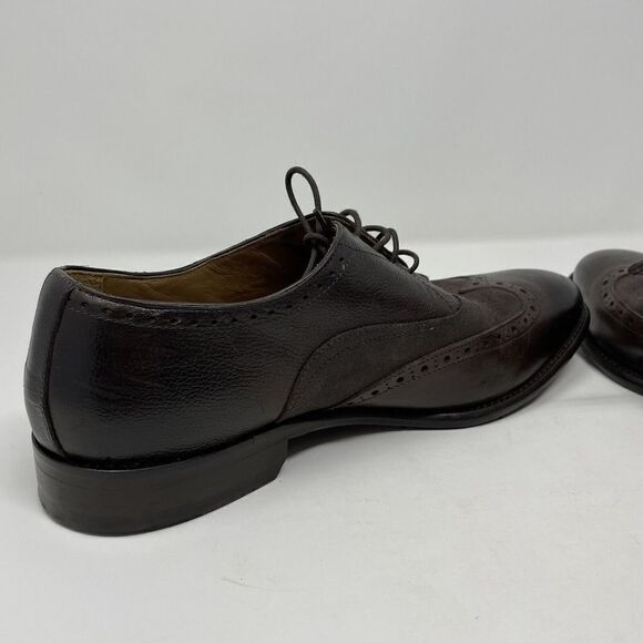 WALL & WATER Shoes Mens 9 Brown Leather Wing-Tip Derby Dress Made In Italy - Picture 9 of 14